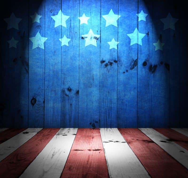 USA style background - empty wooden table for display montages